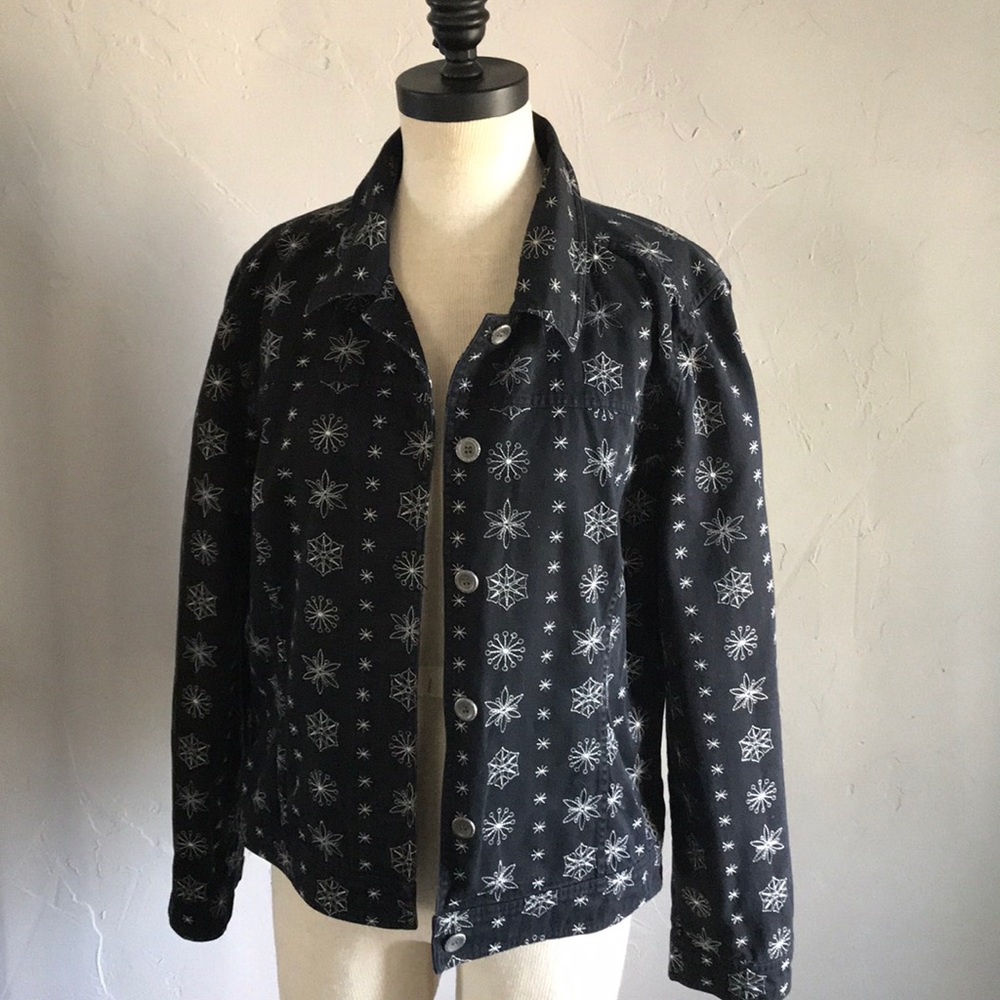 Christopher & Banks Embroidered Jean Jacket